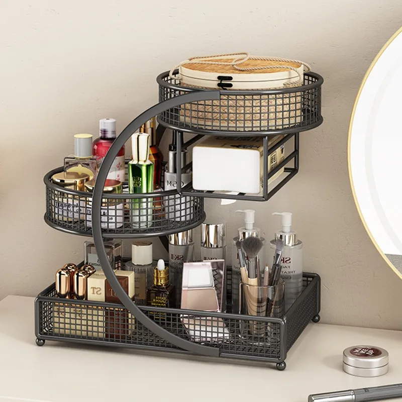 

Трехъярусная подставка для косметики в ванную, органайзер для ухода за кожей в спальне — компактная полка