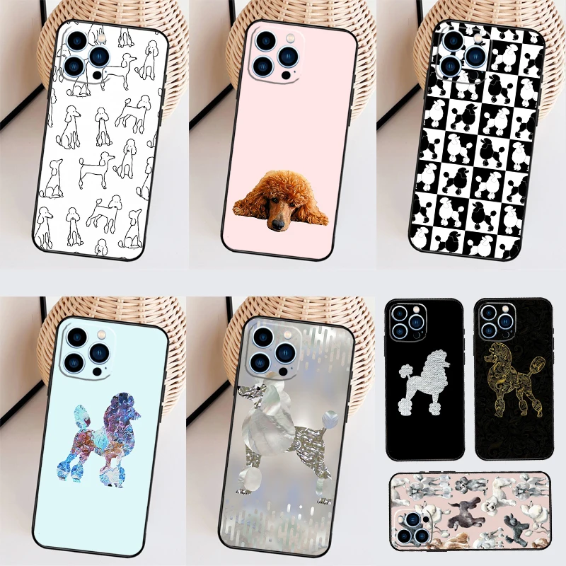 Funda de dibujos animados de perro caniche para iPhone, Funda de teléfono para iPhone 15 Pro 14 Pro Max Plus 11 13 12 Mini SE 2020 2022 7 8 X XS XR