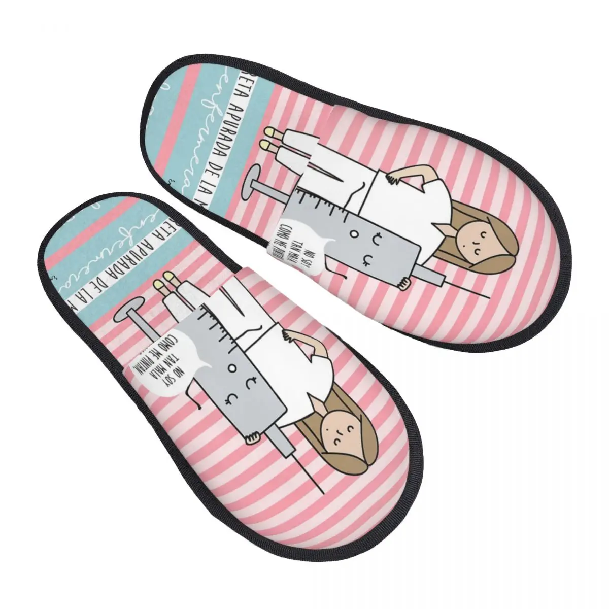 Cartoon Nurse House Slippers Women Cozy Memory Foam Health Care Nursing Slip On Hotel Slipper Shoes