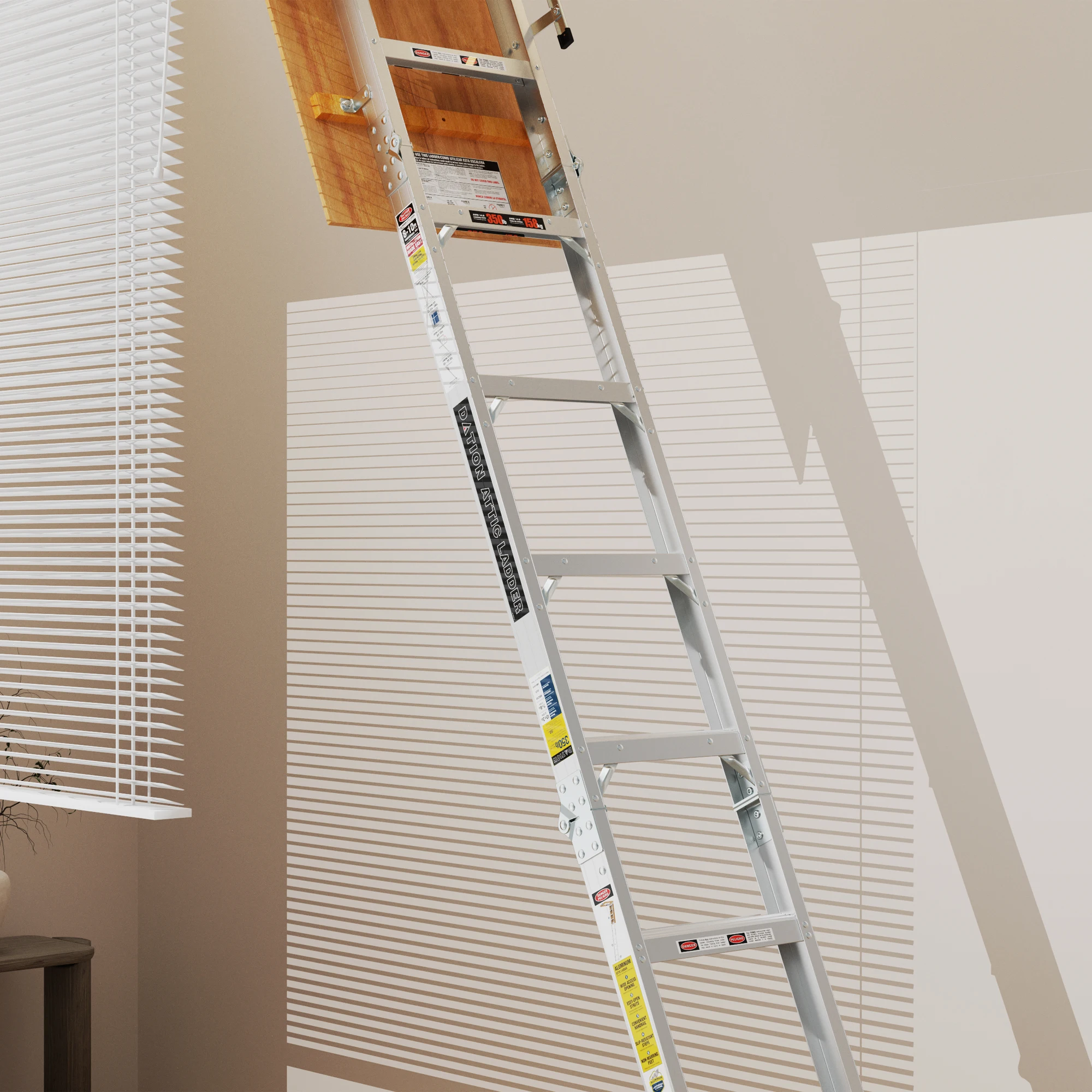 Telescopic Retractable Aluminium Attic Ladder, Household Staircase, Loft Stairs, Folding Stairs, Space Saving Design