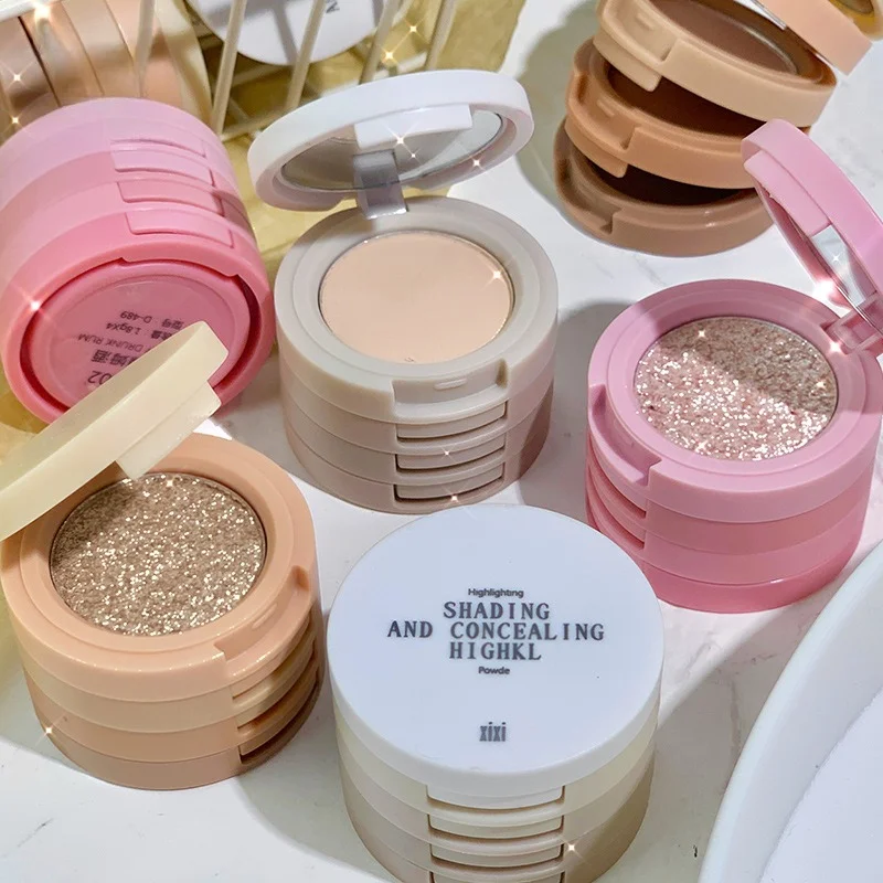 ベル이Deep Fog Fuyuan Sandwich complet à quatre couches L'ombre à paupières pratique explode la silhouette mate nacrée couleur terre