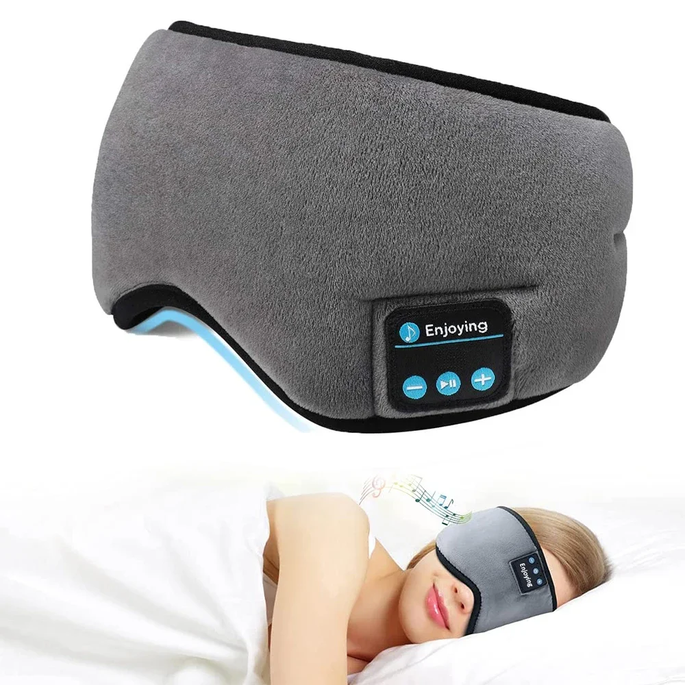 Bluetooth Sleep Eye Mask Wireless Headphones Cotton Sleeping Eye Cover Music Headsets with Mic Handsfree for Side Sleepers Gift