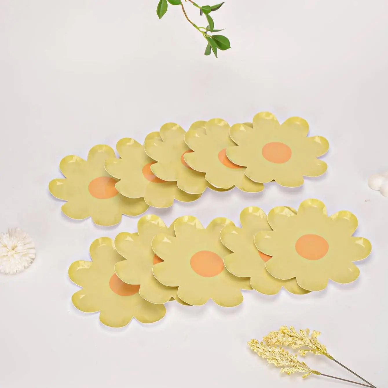 10pcs Daisy Tableware Disposable Dining Cake Plate Kids Birthday Party Baby Shower Wedding Decoration