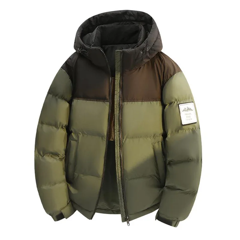 Men Women Autumn Winter Parkas Graphene Thermal Padded Jacket Colorblock Hooded Outdoor Hiking Thick Coats Men Clothing