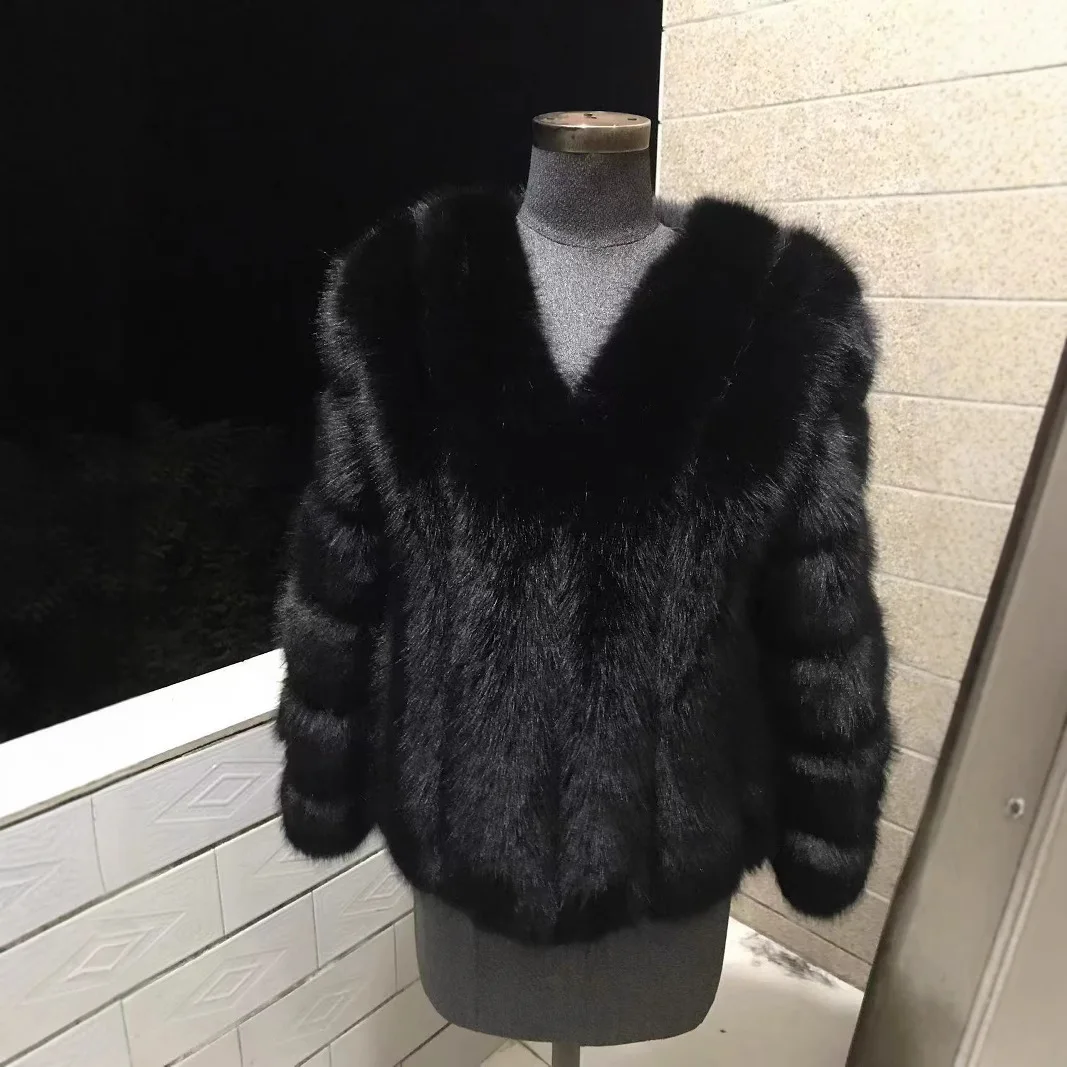 Faux Fur Fox Women Short Coats Jackets V Neck Coat Thick Warm Y2k Streetwear Casual Jacket Work Outerwear 2025 Autumn Winter