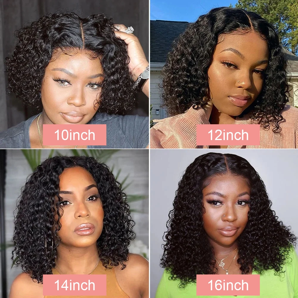 Pre Cut No Glue Water Wave 13x6 Bob Wigs Curly 7x5 Glueless Wig Human