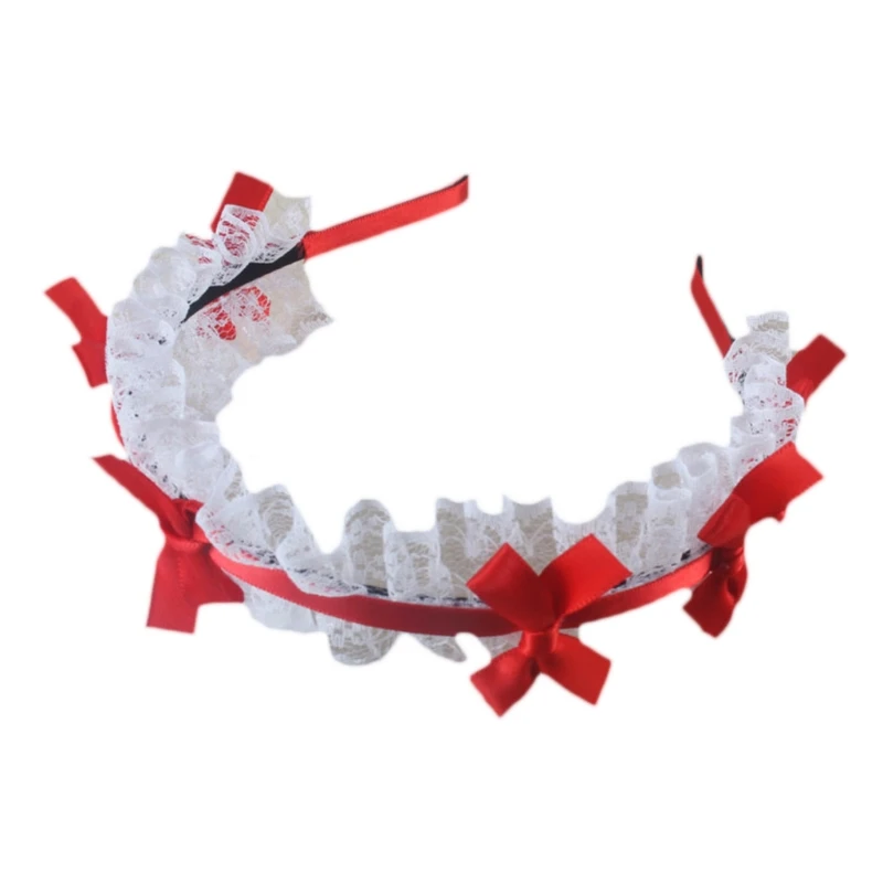 Ikat Kepala Busur Pita Buatan Tangan Aksesori Rambut Baru Renda Ruffle Lingkaran Rambut Pembantu