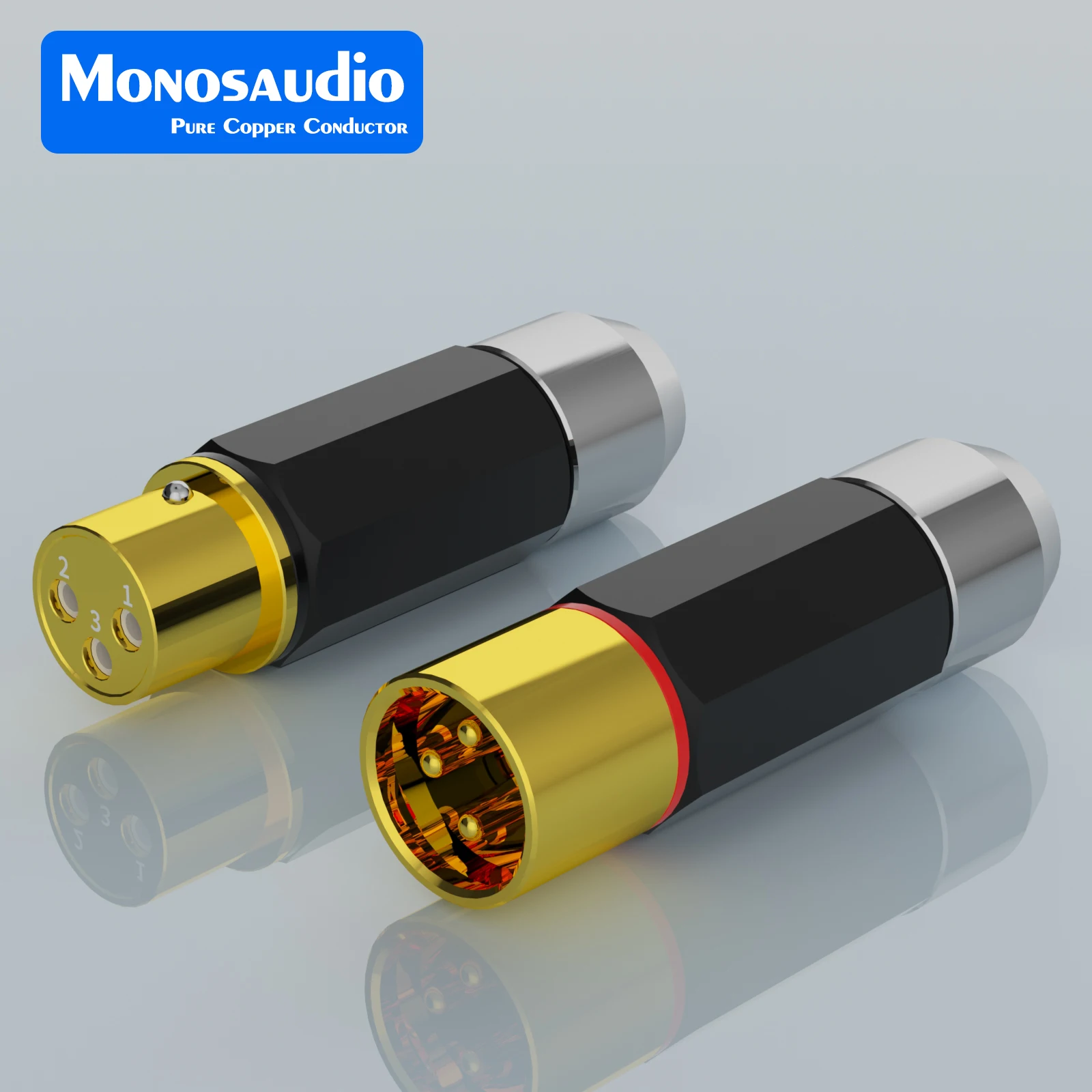 Monosaudio XMF709G 99.998% Pure Copper 24k Gold-plated XLR Balanced Male Female Plugs Amplifier Welding Microphone Plug