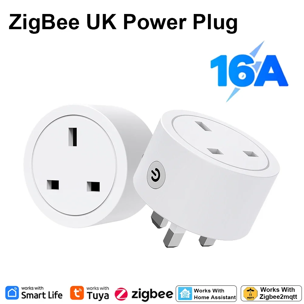 Zigbee Smart Plug 16A UK Socket Works With Alexa Google Home Energy Monitor Timer Remote Control for Electrical Sockets Tuya APP