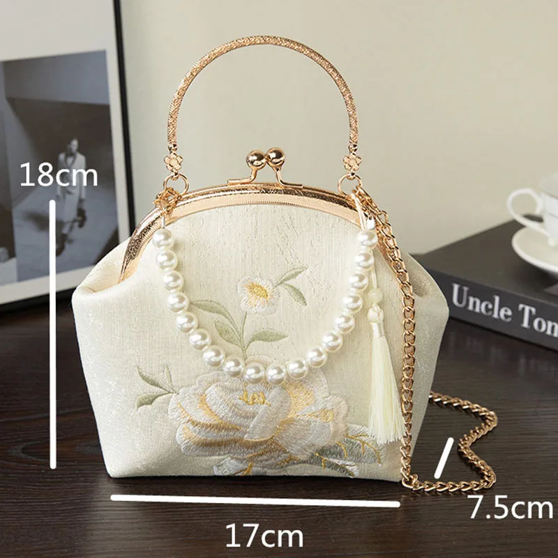 Women Evening Handbag Vintage Chinese Style Clutch Bags Embroidery Crossbody Shoulder Bag  Wedding Party Top Handle Purse