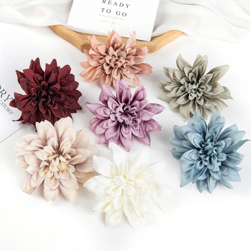 Artificial flower Silk dahlia gerbera Home festival hairpin Outdoor Garden  Decor Ornaments wreath Diy candy box Wedding brooch