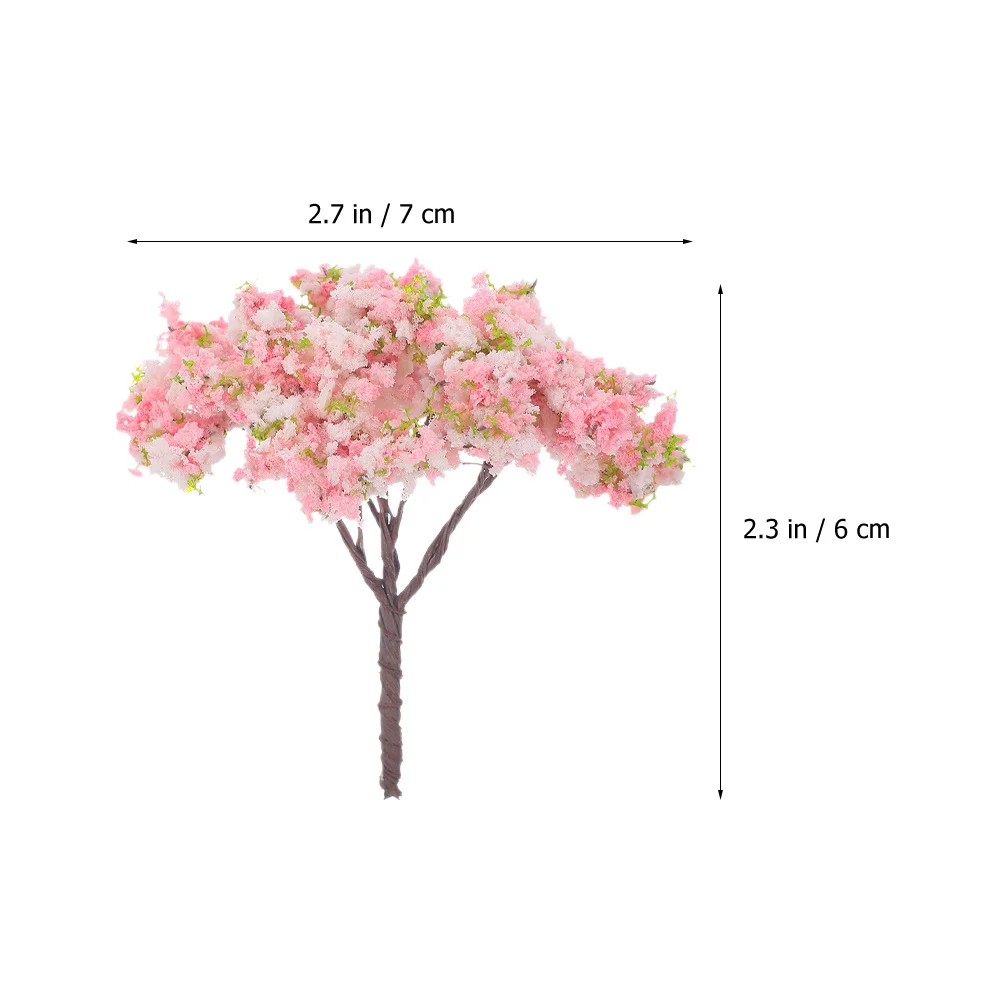 8 pçs em miniatura flor de cerejeira árvores decoração realista cenário verde paisagem para mesa areia trem pista árvore arquitetônica