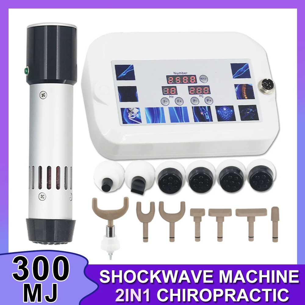 300MJ Shockwave Therapy Machine Tennis Elbow Muscle Massage Electric Chiropractic Device Spinal Adjustment Tool Pain Relief