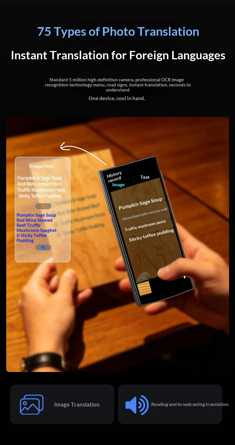 G6-A Intelligent AI Translation Machine for Taking Photos Offline Translator Simultaneous Interpretation for Multiple Languages