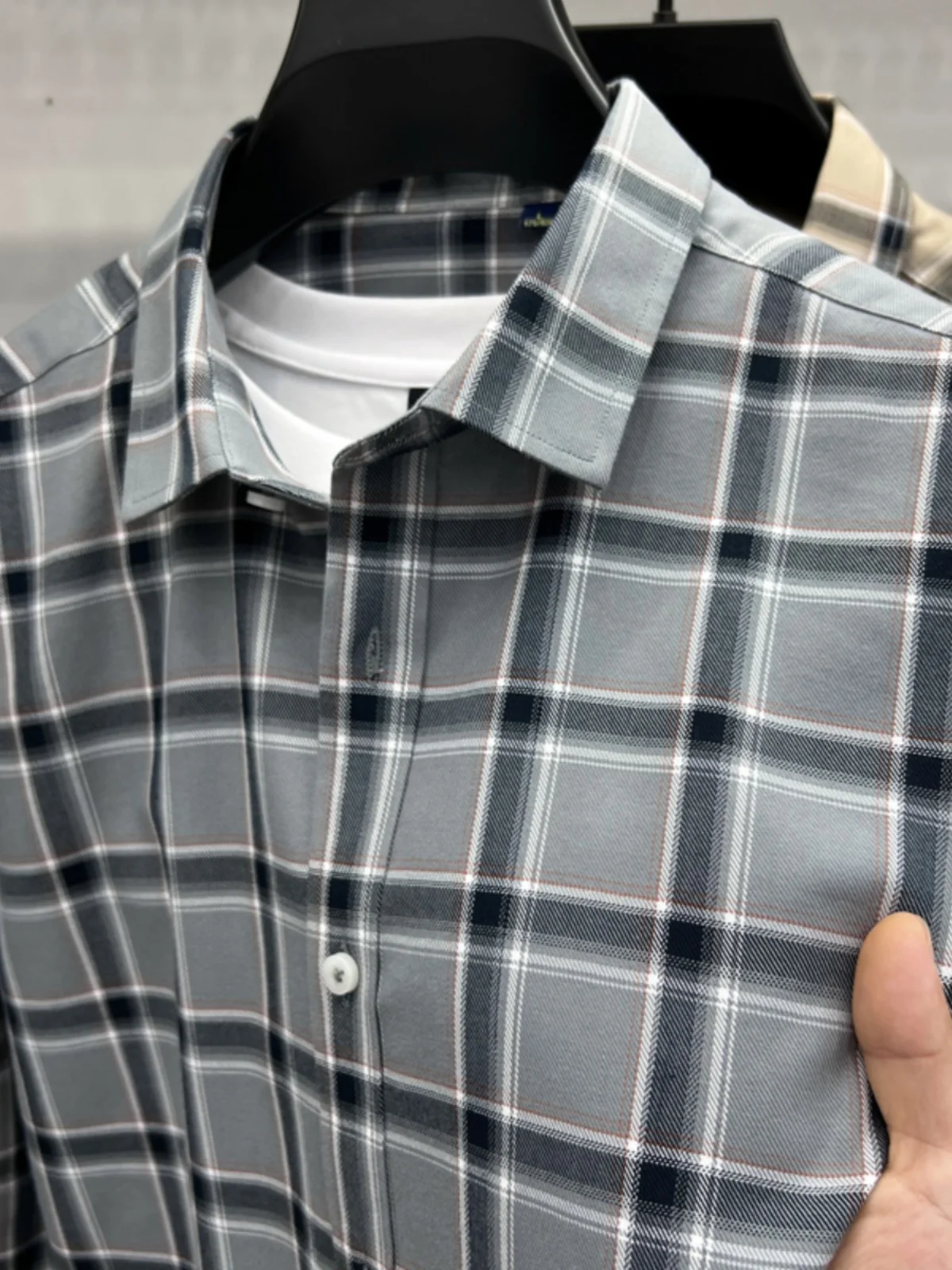 

Мужской топ из 00% чистого хлопка Long Sve irt Casual Busin Sle, осенний новый клетчатый узор Faion Urban, мужской топ