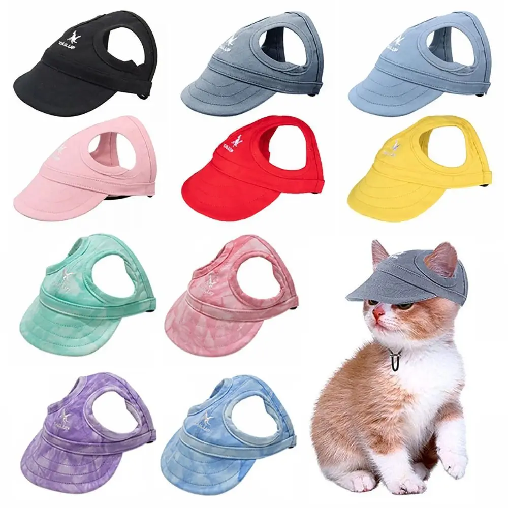 Fashion Pet Baseball Hat Outdoor Cat Dog Adjustable Peaked Cap Visor Hat Summer Pet Travel Sports Sun Cap With Ear Holes