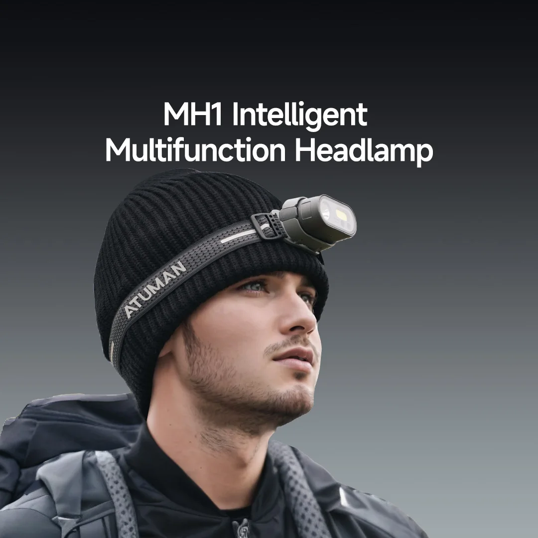 ATuMan/DUKA MH1 كشافات أمامية متعددة الوظائف، عدة USB قابلة للشحن محمولة قوية Led Cob محس حركة كشافات أمامية