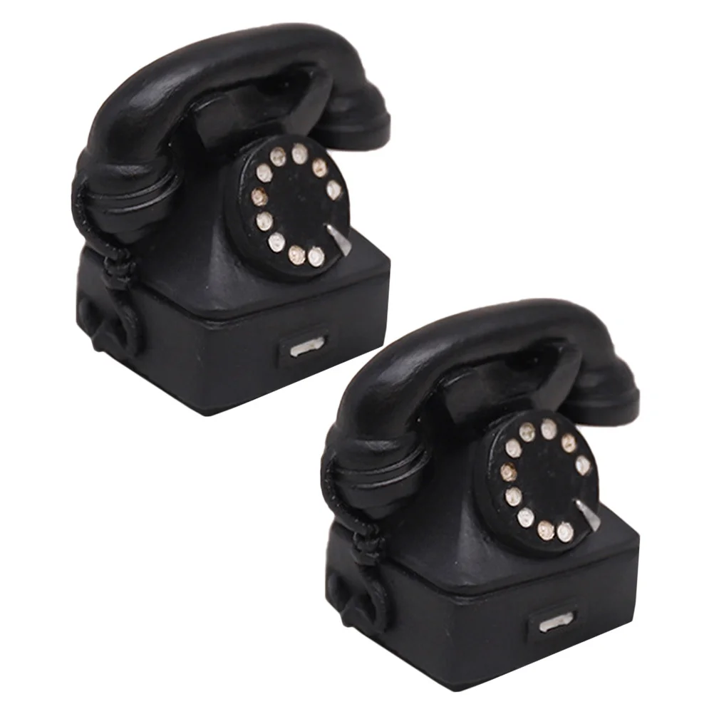 

2 Pcs Decor Vintage Ornaments Decoration Rotary Phone Old Telephone Prop