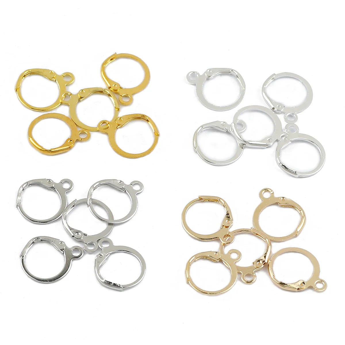 50pcs/lot Women's Gold Round French Earrings Hooks Metal Base Earrings Hoops 16x13mm For DIY Handmade Jewelry Making Materials