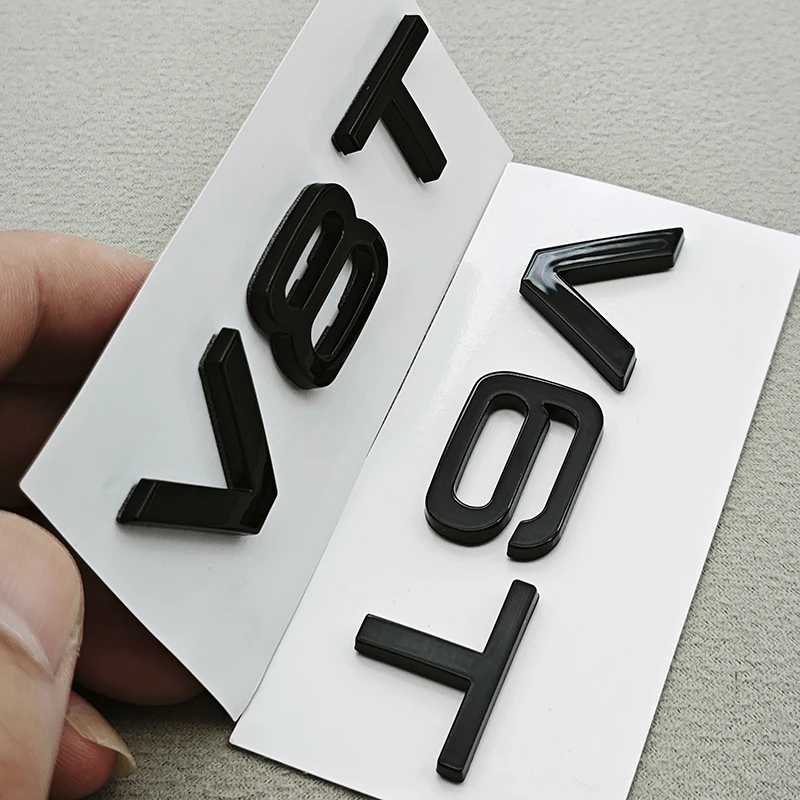 ثلاثية الأبعاد ABS رسائل السيارة الخلفي الجذع شارة شعار V6T V8T ملصق شعار مائي لأودي S4 S5 S6 S7 RS6 RS7 Q7 Q8 A5 A6 A7 A8 اكسسوارات