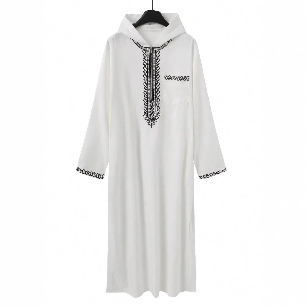 Embroidered Muslim Robe Malaysia Men's Robe Zipper Shirt New Style Long Dress Robe Abaya Ramadan Dubai Luxury Islam Elegant