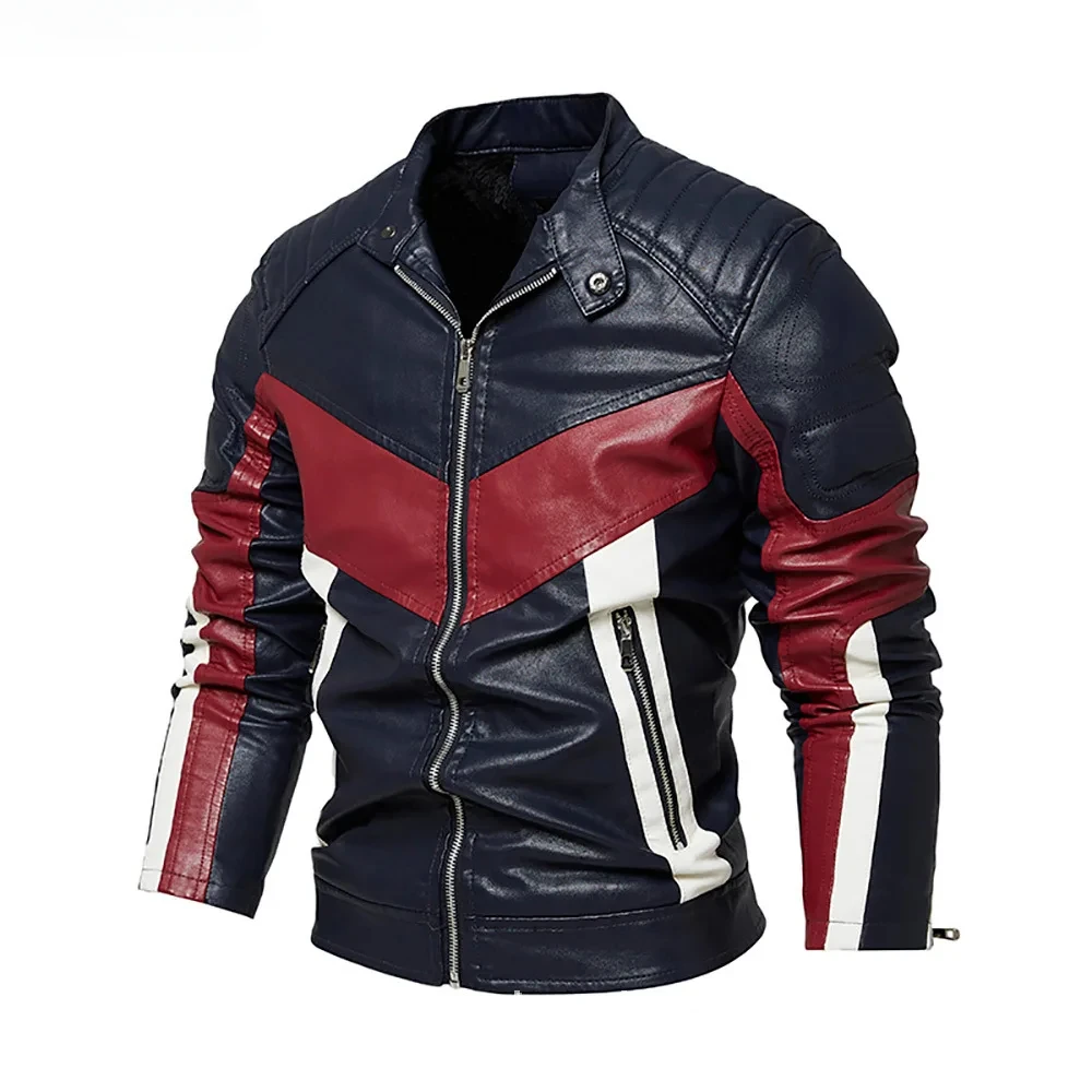 Veste en cuir pour hommes col montant veste en cuir Anti moto avec armure hommes décontracté mode coupe ajustée hommes veste de luxe