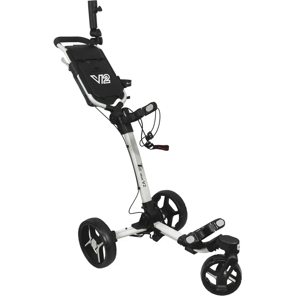 Three-Wheeled Lightweight Go-Kart with Swivel Front Wheel, Hand Brake, Easy Folding, Dual Braking, Large Storage, Adjustable Han