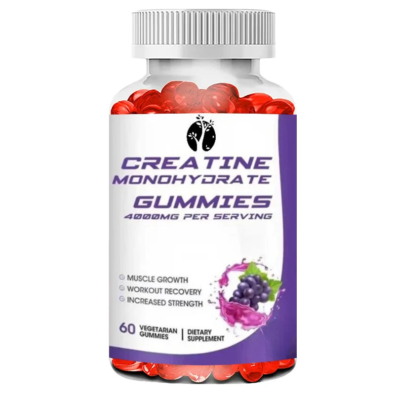 Creatine Gummies, A Pre Work Supplement That Enhances Muscle Strength and Energy in Both Men and Women - Grape Flavored