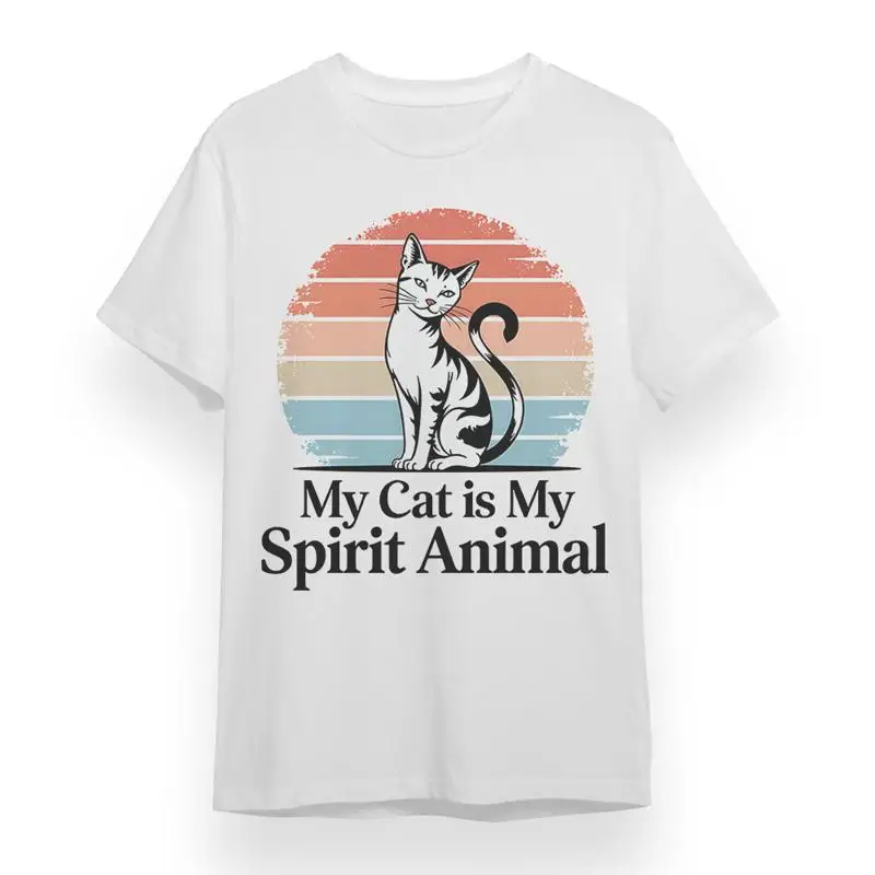 

Men'S T Shirt With My Cat Is Spirit Animal White Cotton