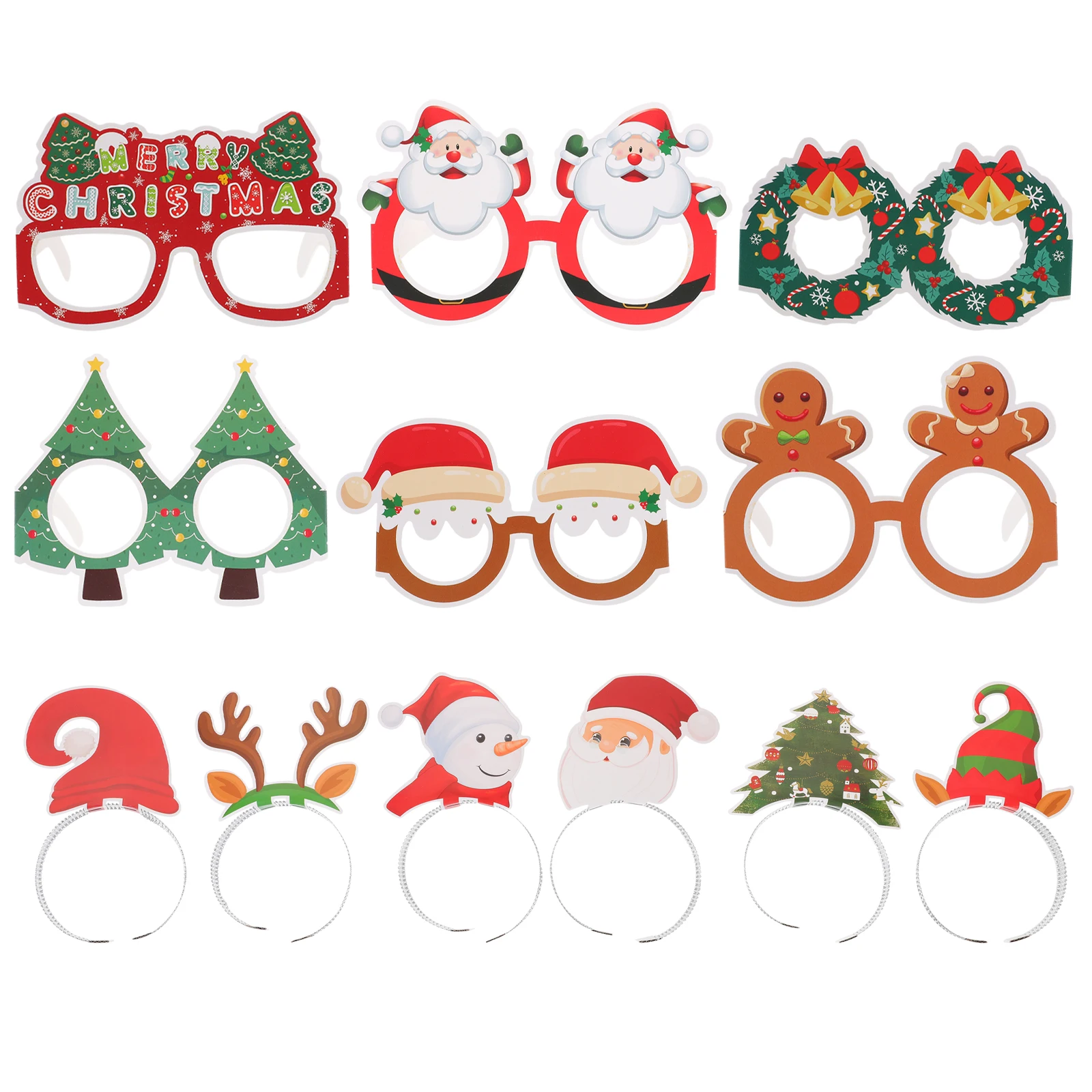 

1 set 1 Set Christmas Paper Glasses Headband Lightweight Comfortable Party Eyewear Props Holiday Masquerade Cosplay Cute Xmas