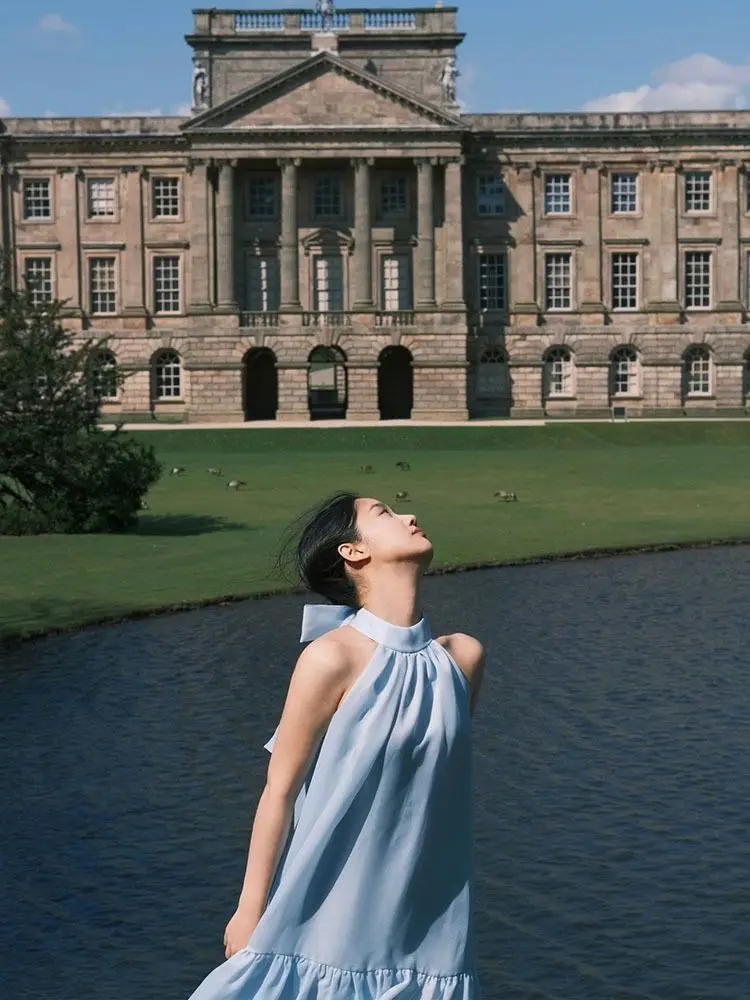 2025 New Girl's Style Solid Color Sweet Sleeveless Large Skirt Dress Loose Aging Atmosphere Long Dress