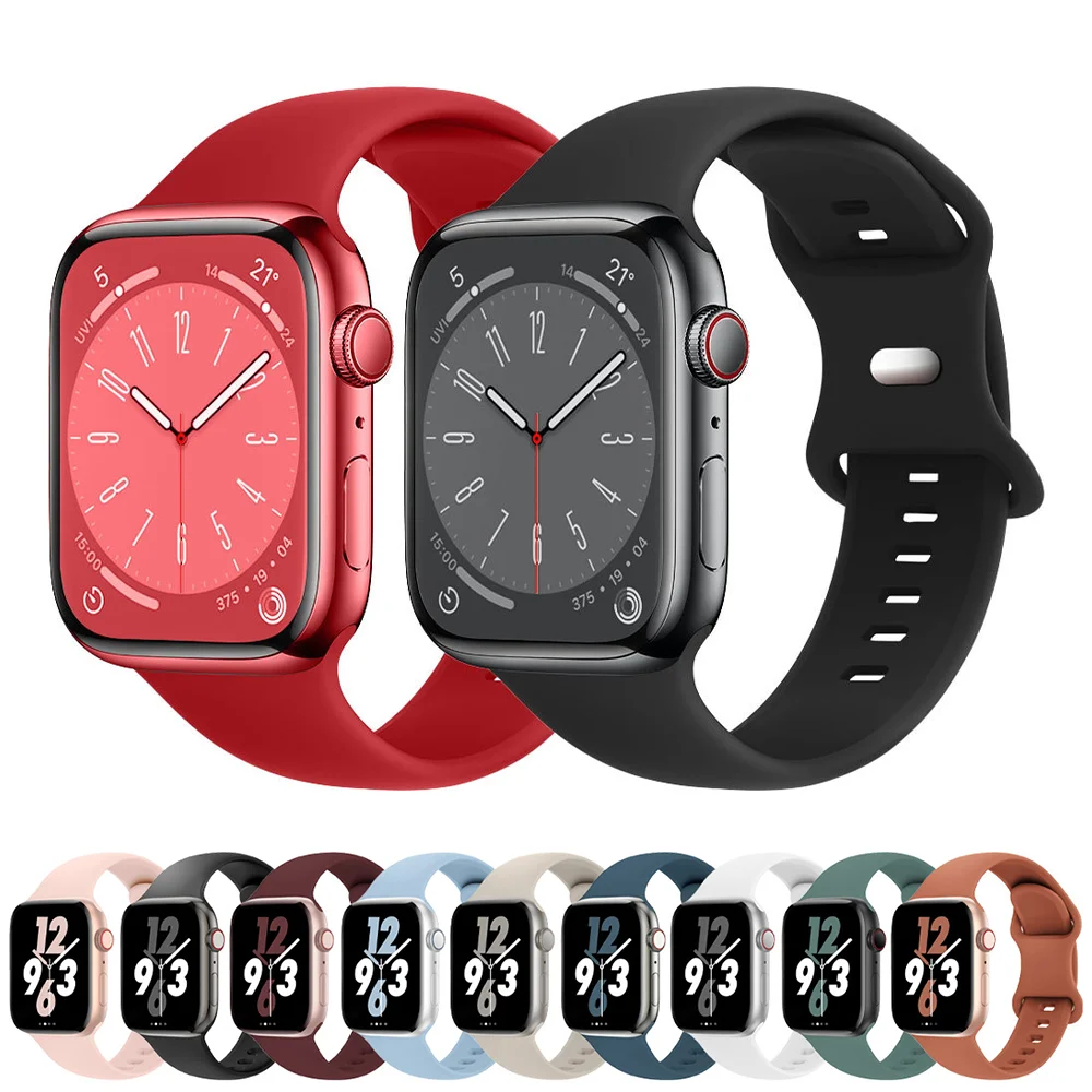 Silicone Strap for Apple Watch Band Ultra 49mm 45/44/42mm Watchbands 41/40mm iwatch Rubber Sport Bracelet on iWatch Series 76543