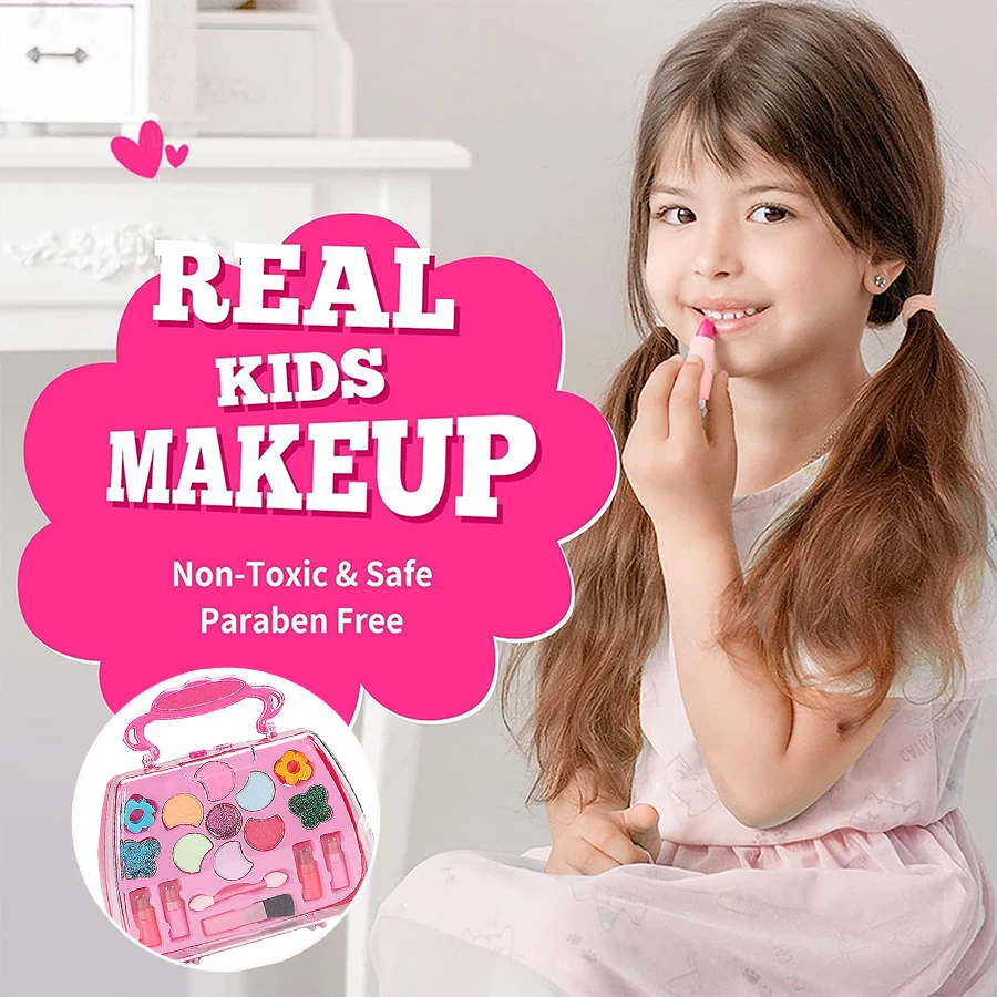 Princess Make Up Box Play House Toy Girls, Eye Shadow Makeup Cosmetics Handbag, Birthday Christmas Gift for Kids Party Cosplay