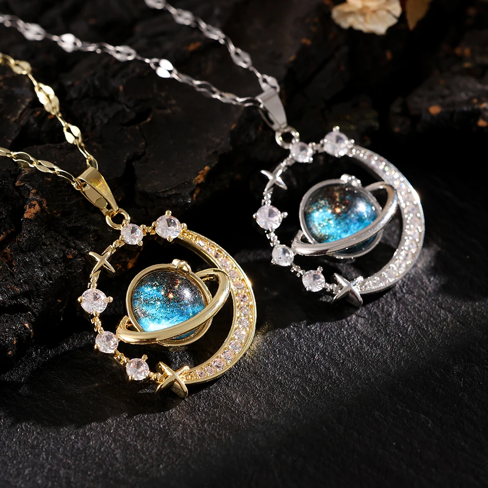 Classics Starry Sky Pendant Necklace For Women Personalized Gold Color Silver Color Metal Necklace Party Jewelry