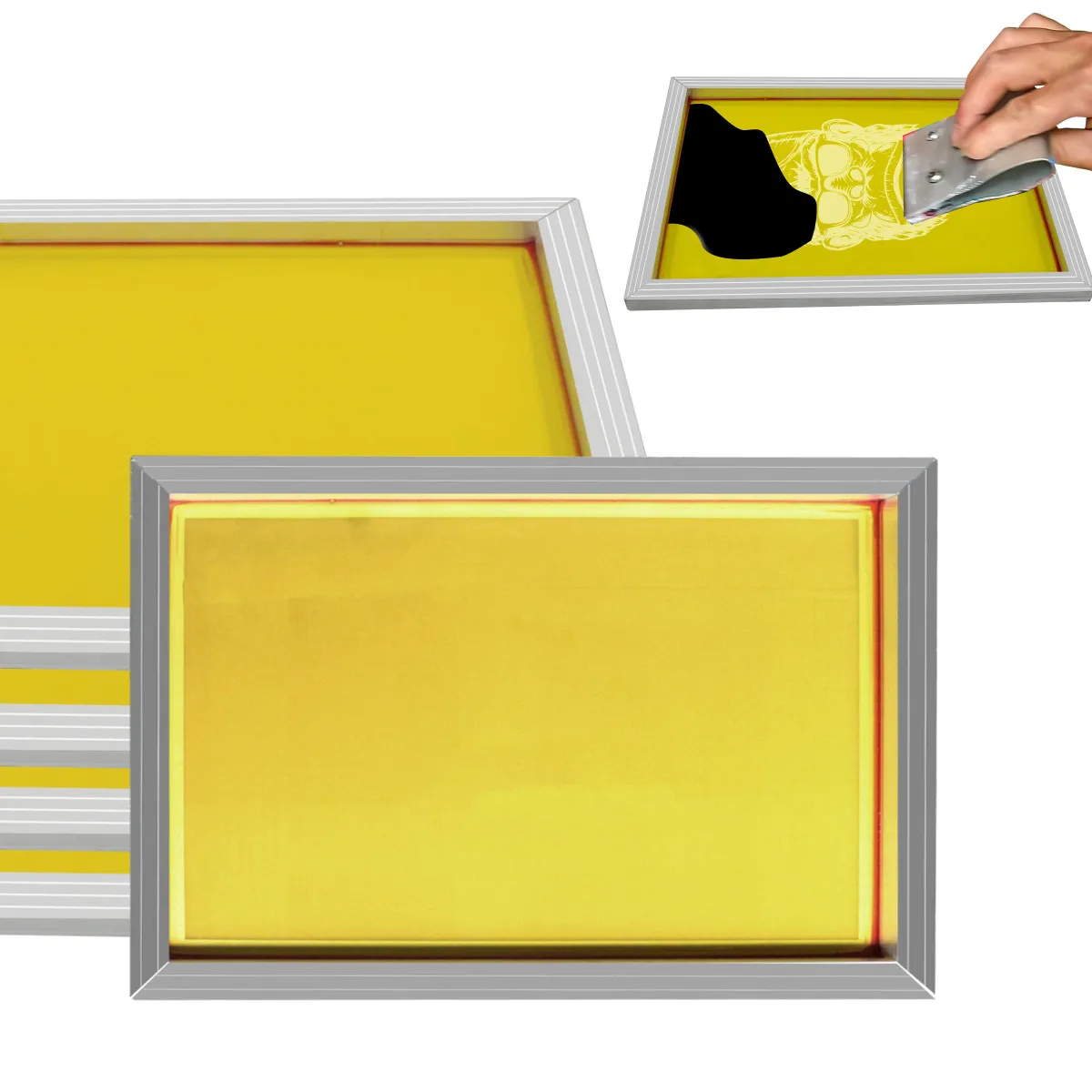 1Pc Stable Silk Screen Printing Aluminum Frame 43 X 31cm 17 X 12 Inch with 120T 300 Yellow Mesh for Making Stencil