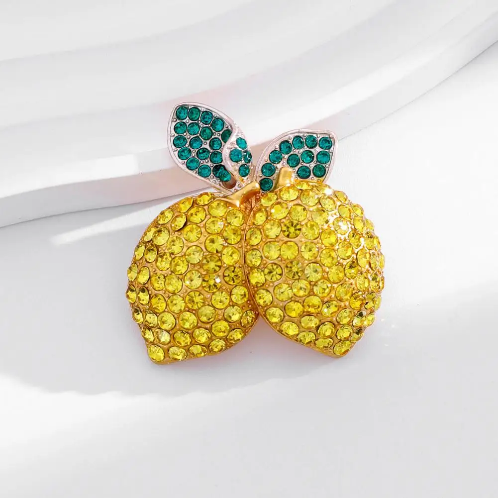 Yellow Pin Double Rhinestone Brooch Pin Yellow Fruit Lapel Pin for Women Men Alloy Badge Jewelry for Suit Jackets Bags Women