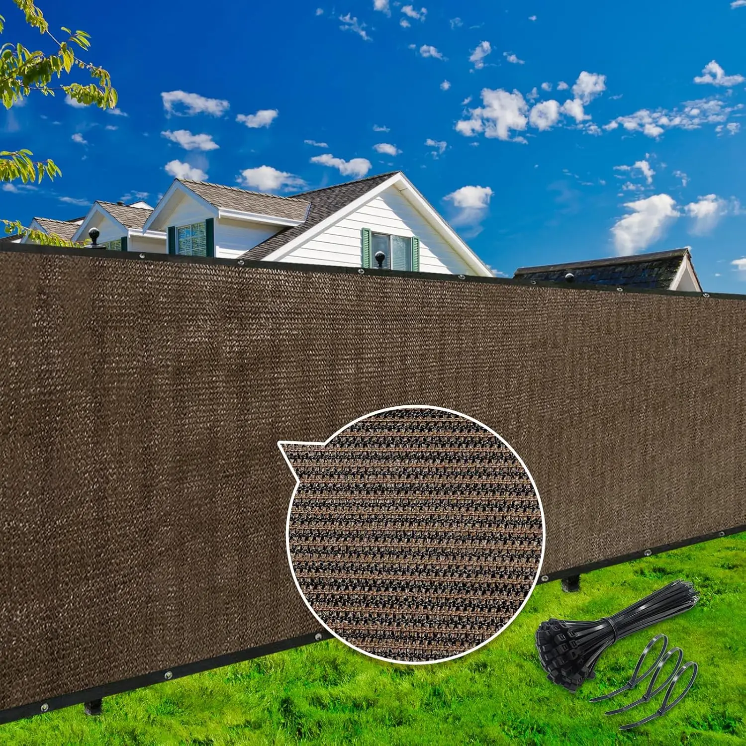 

6ft x 50ft Heavy Duty Privacy Screen Fence, 90% Blockage Mesh Net for Outdoor Garden Yard with Cable Ties