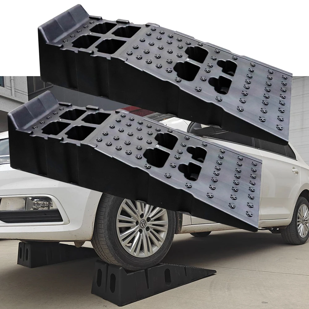 2 Pcs Plastic Car Service Ramp, Car Lifting Slope, Car Repair Durable Ramp, Vehicle Repair Oil Change Ramp