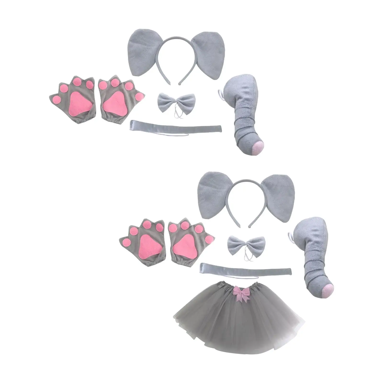 Orecchie di elefante fascia per capelli naso papillon coda guanti copricapo Costume di elefante bambini per Festival giochi di imitazione festa di carnevale