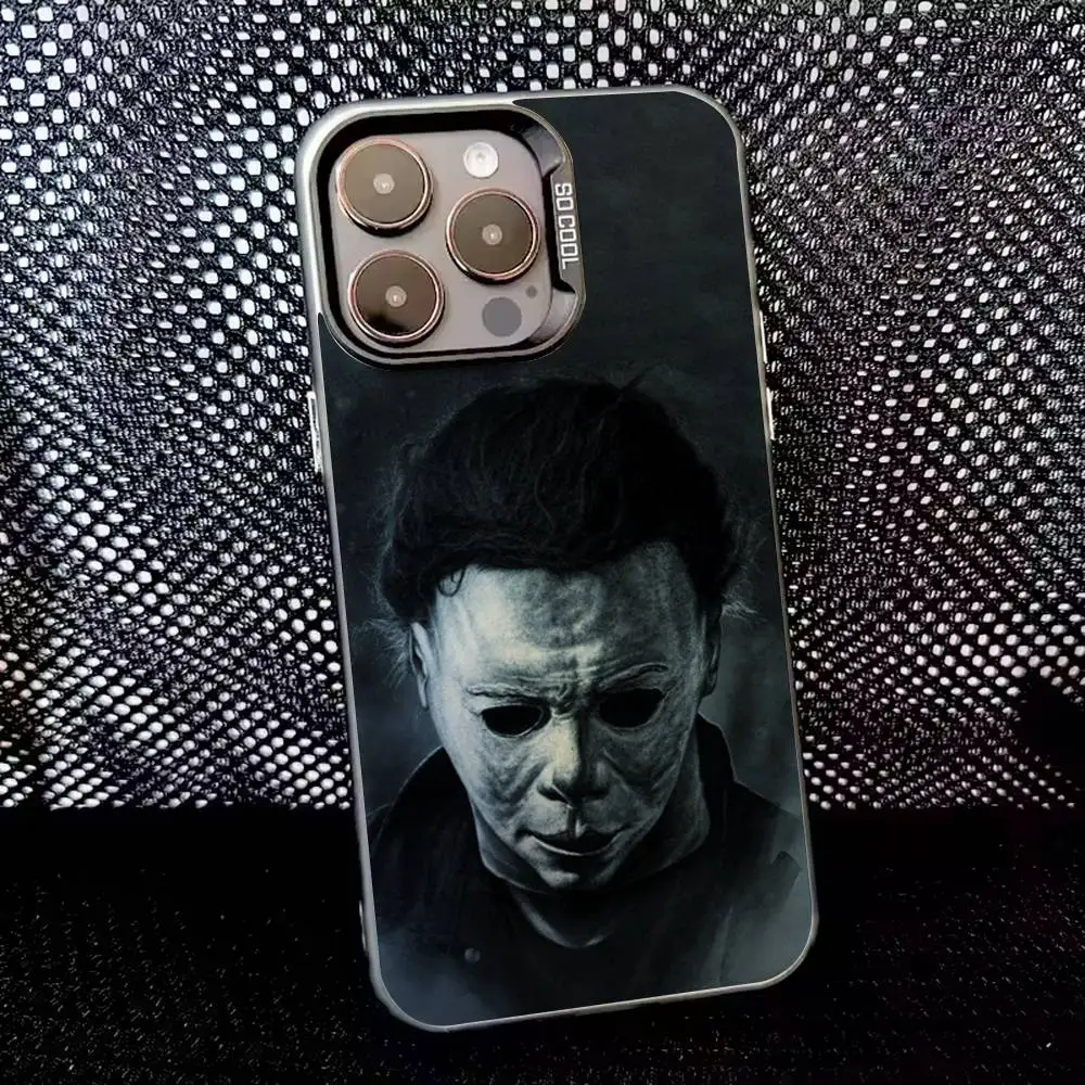 Чехол для телефона Horror H-Halloween Michael Myers для iPhone 16,15,14,13,12,11,8,7,Pro,Max,Plus,Mini,XS,SE Anti Fall Black Matte Hard