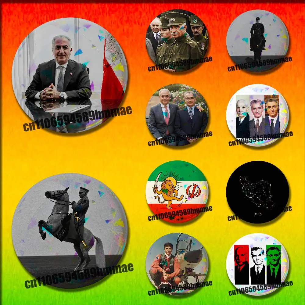 

King Mohammad Reza Shah Pahlavi Iran (1) Round Pins Insignia Badge Cover For Ornament 75mm Cosplay Brooch Button