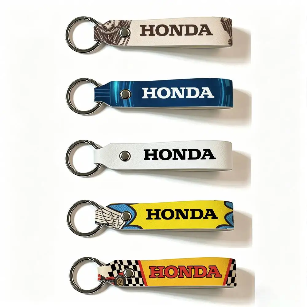 FOR HONDA RACING RIDE PU Leather Keychain Minimalist Key Holder Durable Key Organizer Car Keys Bag Accessories Gift