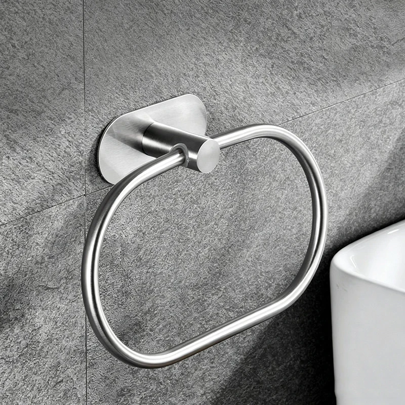 Stainless Steel Towel Ring Self Adhesive No Drilling Heavy Duty Hand Holder Bathroom