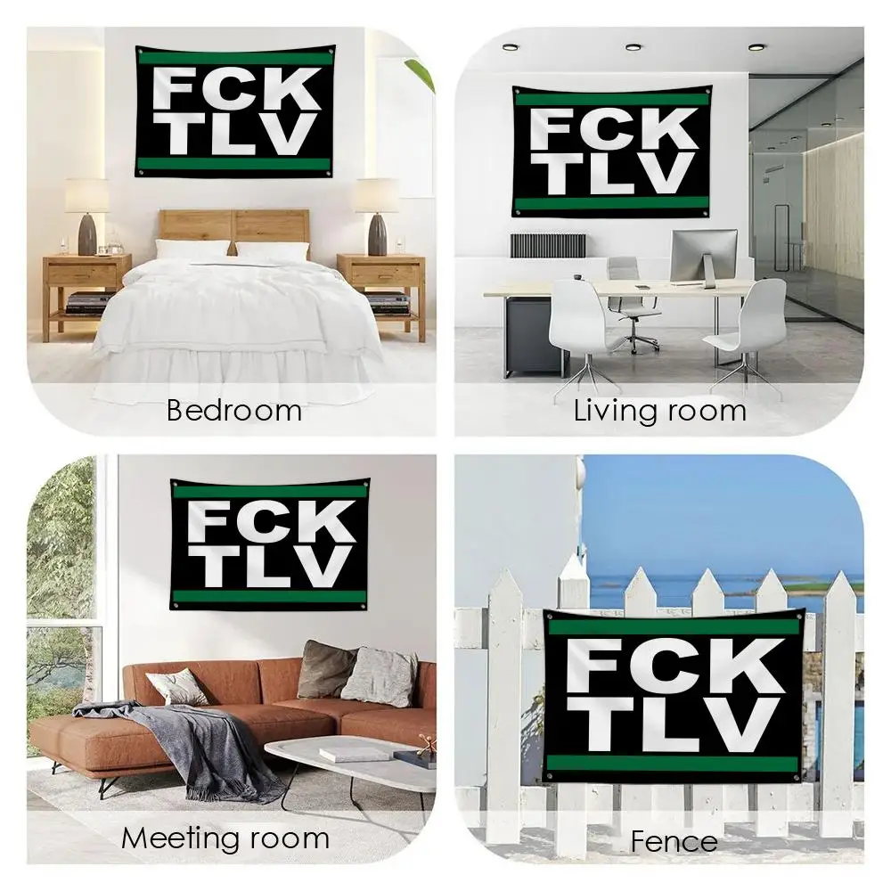 F-FCK TLV Haifa Lsrael FC Flags Custom Wall Hanging Background Art Banner for Bedroom Home Living Room Outdoor Decor