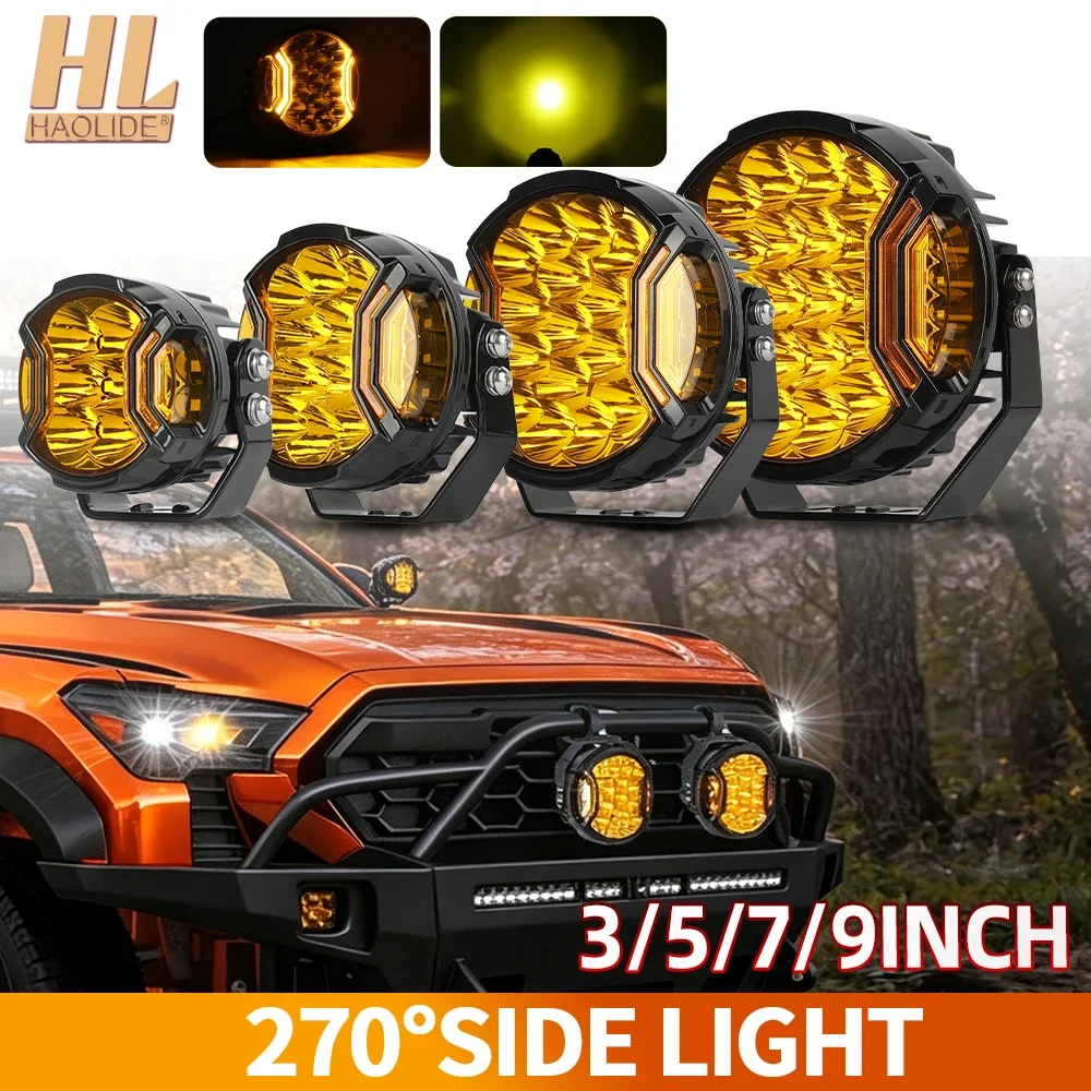 HAOLIDE 3 Inch LED Driving Lights Led Work Light LED Side Shooter Pod Lights with Amber DRL for ATV UTV SUV off-road use