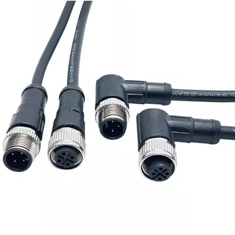 M12 Male Female Aviation Plug Cable Waterproof IP67 4 5 8 12Pin Sensor Signal Wire Connector M12 Connection Shielded Line