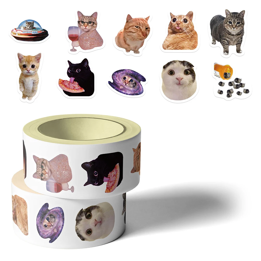 

500pcs/Roll Cute Funny Cat MEME Stickers Cartoon Aniaml Sealing Decals Toy DIY Laptop Phone Diary Decoration Decals Reward Gift