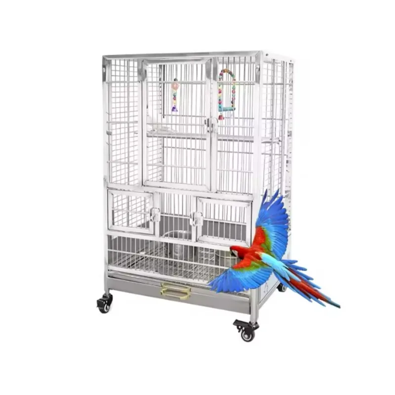 2026 Large Parrot Breeding 304 Stainless Steel Cage Classic Luxury Design Breathable Feature Metal Tray for Pet Supplies