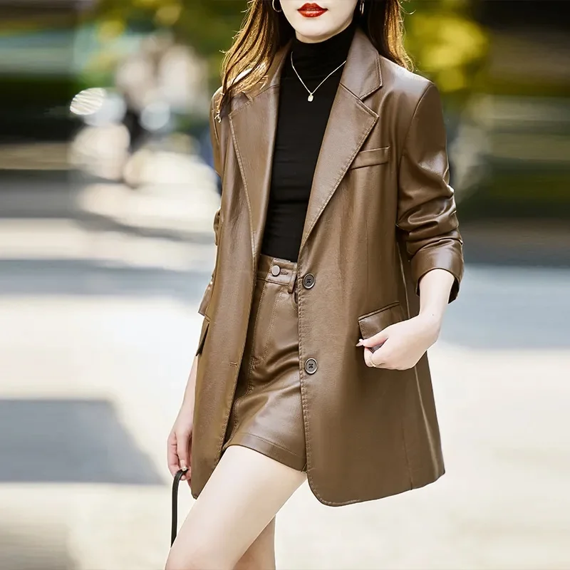 2025年 レディース 大きいサイズ 4XL レザーアウター 韓国風 女性用 ルーズ フェイクレザーコート 春秋 レディースファッション PUレザージャケット