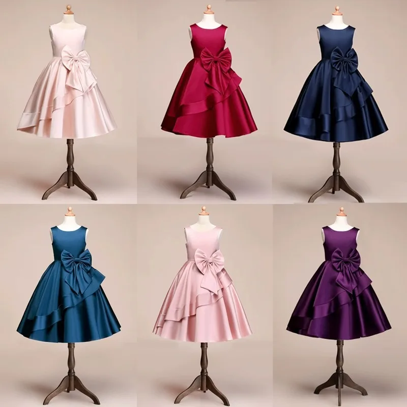 Foreign Trade Children's Dress Girls Evening Dress Older Children Host Performance Costume Piano Performance Slimming Princess P